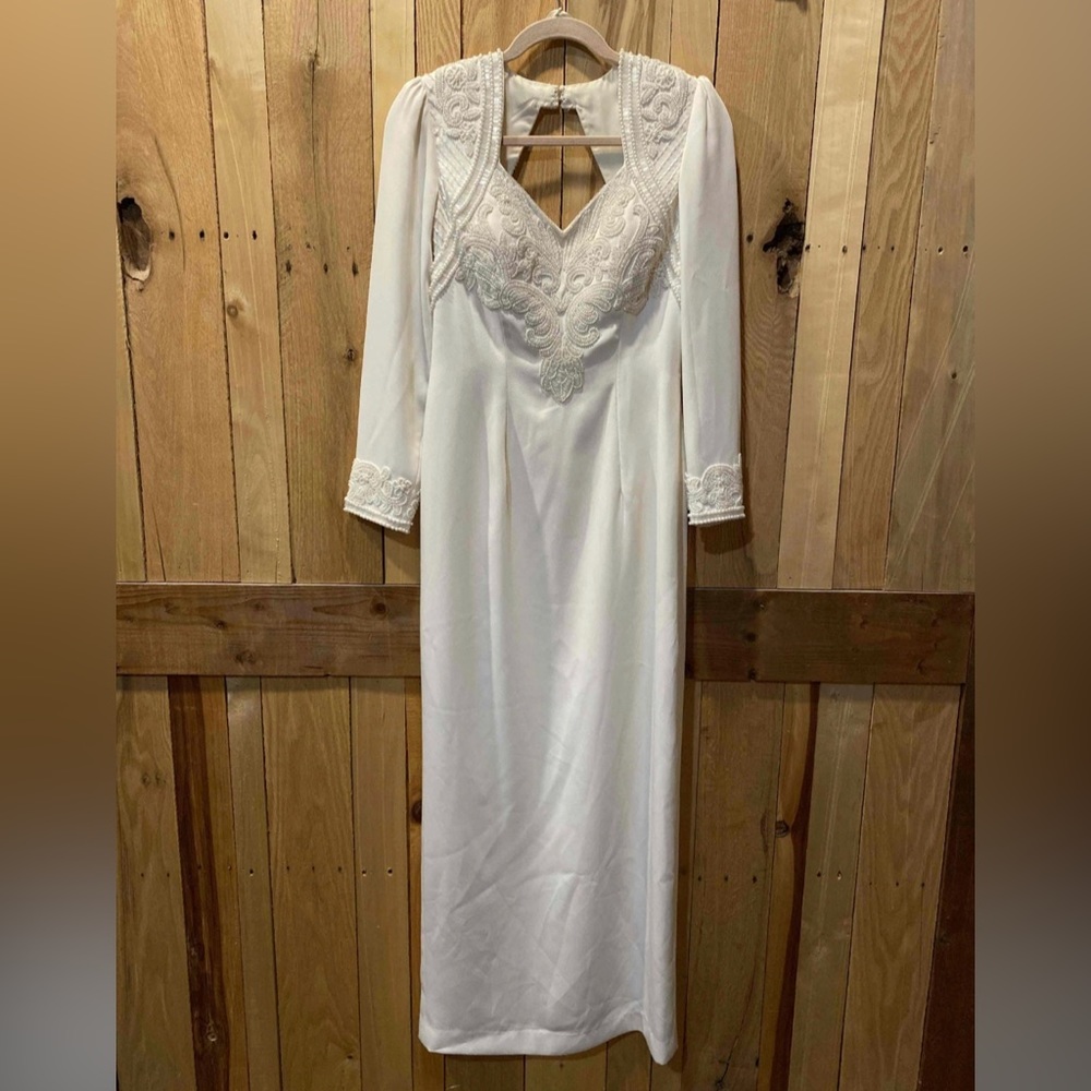 Vintage Ivory/Champagne Sequined Couture Beaded Wedding Gown
